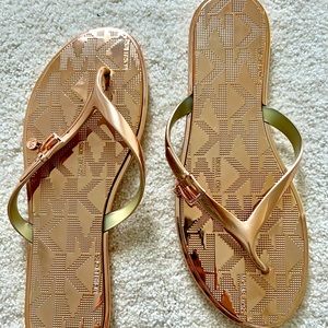 Michael Kors Signature Rose Gold Flat Sandals. Size 9. Like new.